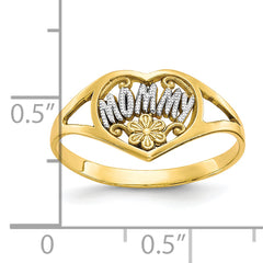 10K WithRhodium Mommy Heart Ring