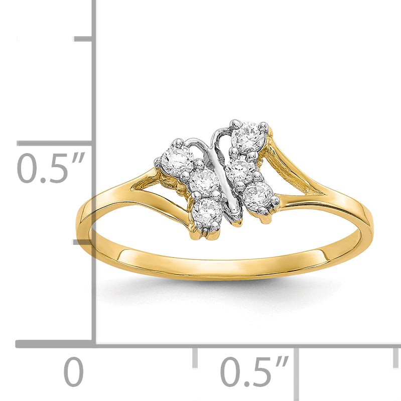 10K WithRhodium CZ Butterfly Ring