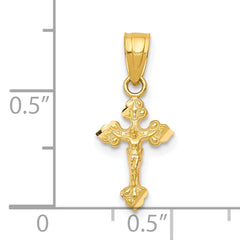 10K Gold Polished Crucifix Pendant Solid Cast Design Small