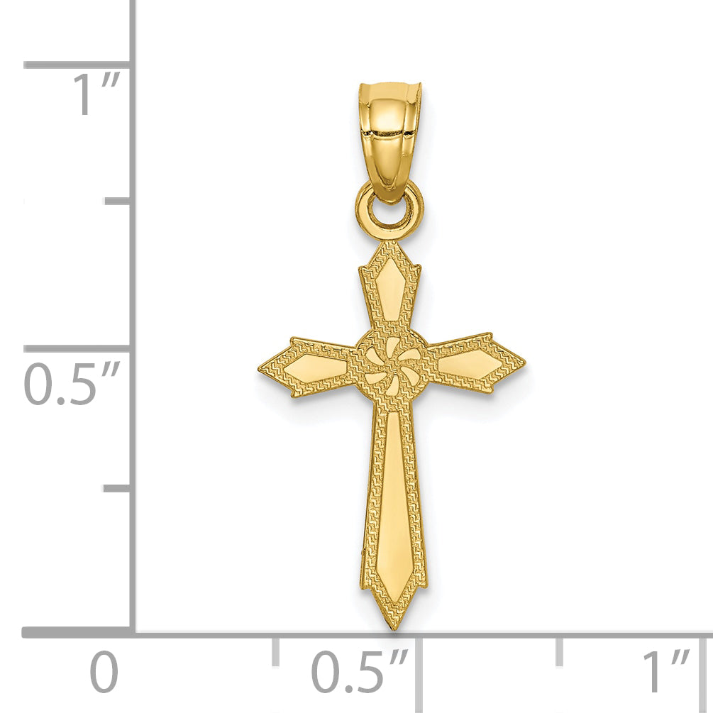 10K Gold Polished Passion Cross Pendant  Solid & Casted Design