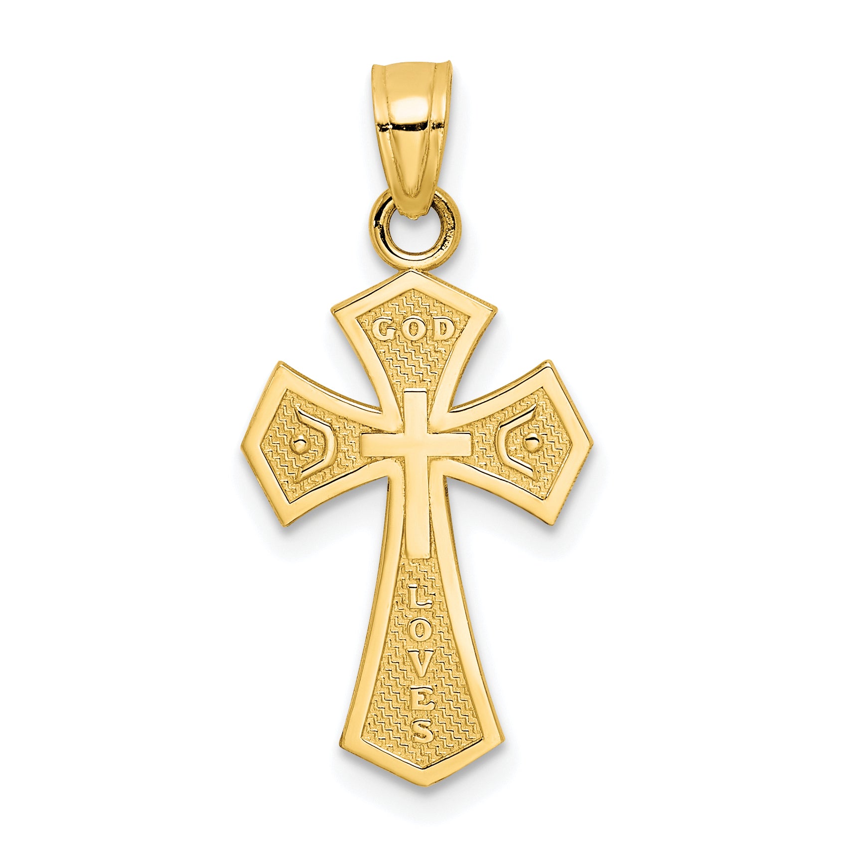 10K Gold Reversible Cross Charm Polished Solid Design 25mm