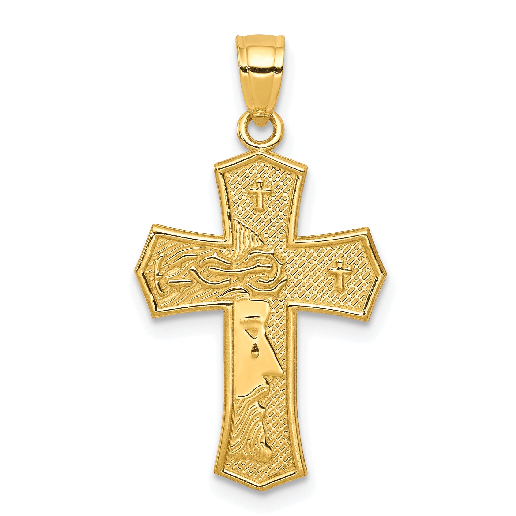 10K Passion Cross W/ JESUS Reversible Pendant