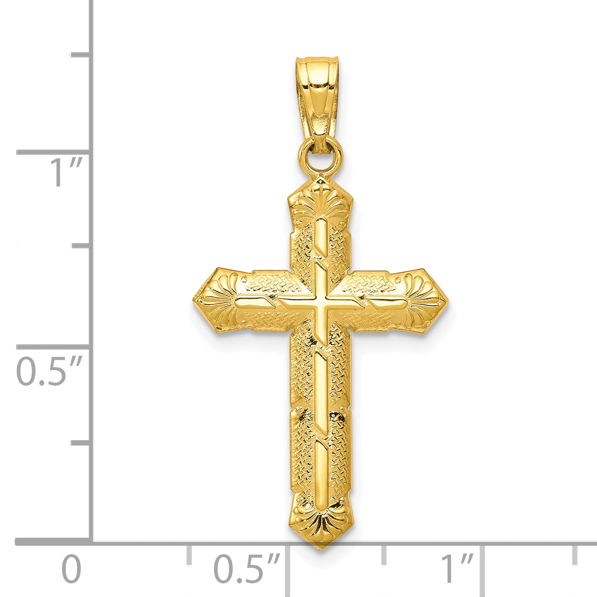 10K Yellow Gold Passion Cross Pendant with Polished Solid Design