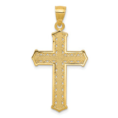 10K Yellow Gold Solid Cross Pendant with Polished Finish  35mm Elegant Design