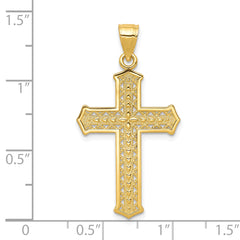 10K Yellow Gold Solid Cross Pendant with Polished Finish  35mm Elegant Design