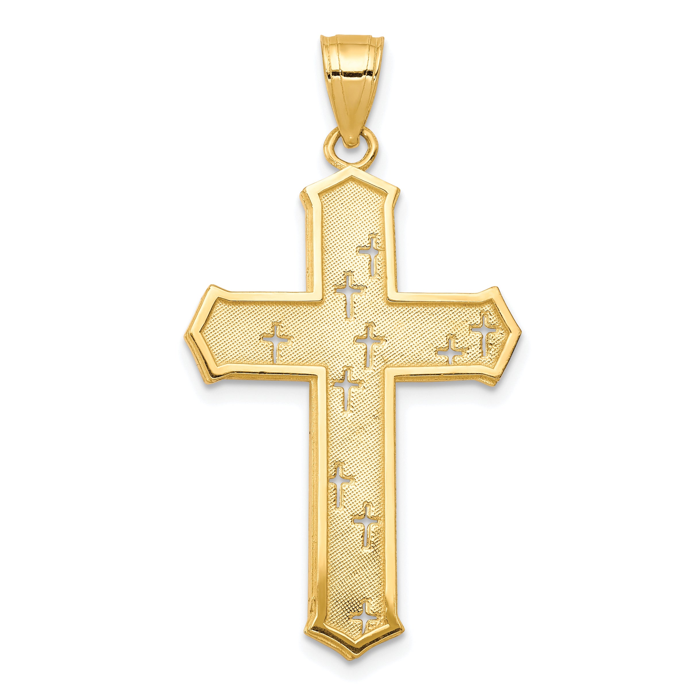 10K Gold Passion Cross Pendant with Polished Solid Finish