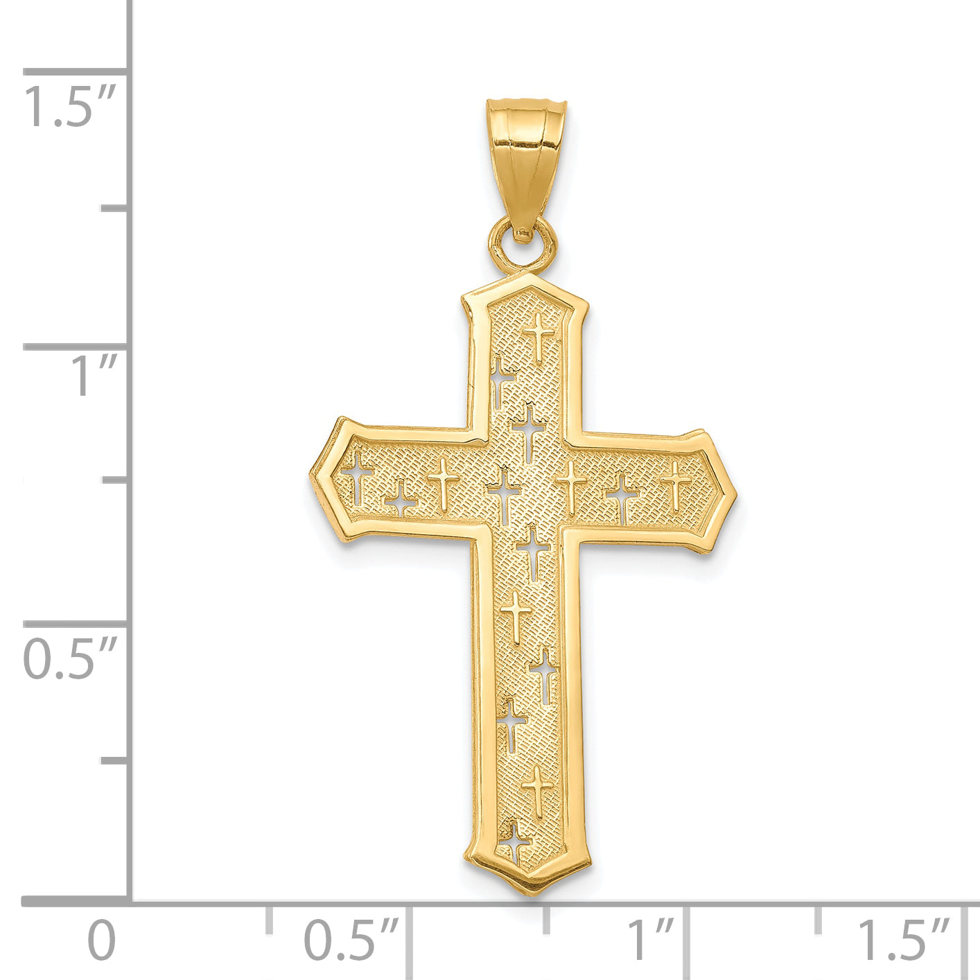 10K Gold Passion Cross Pendant with Polished Solid Finish