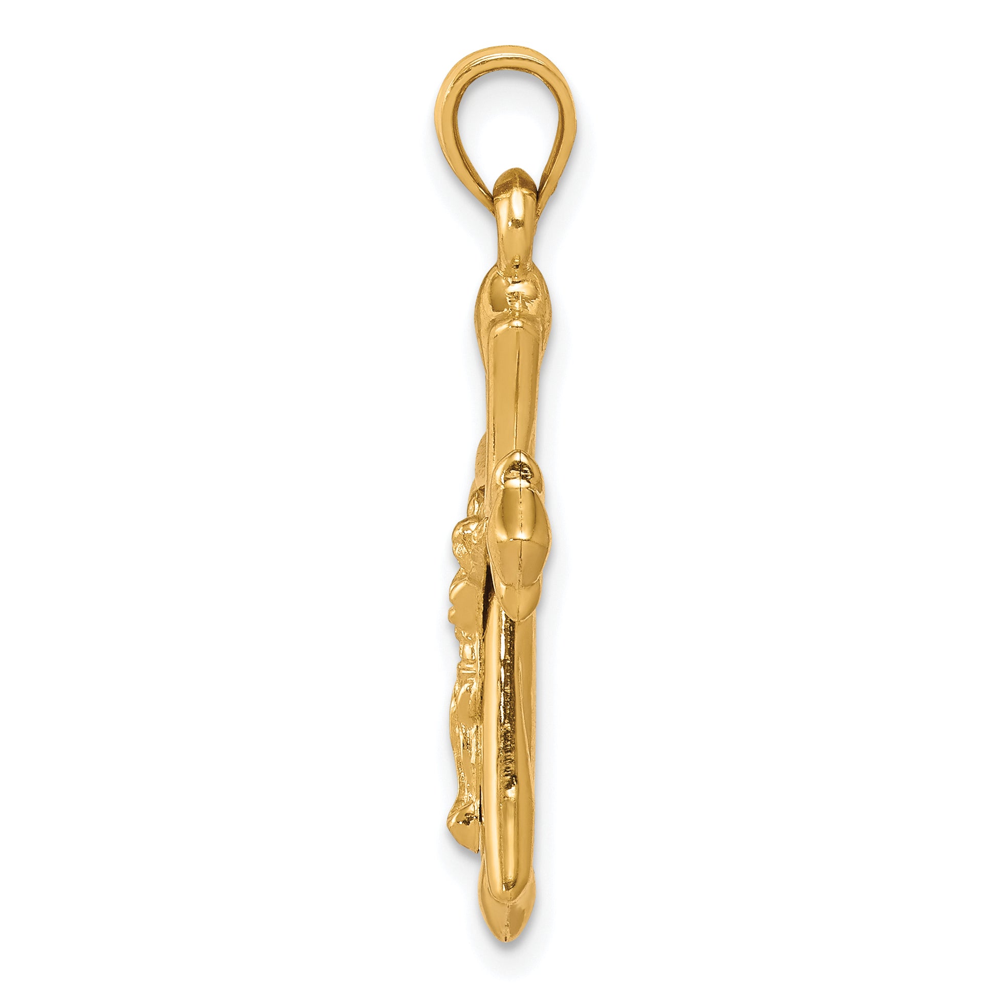 10K Gold Reversible Crucifix Pendant with Polished Finish Elegant Design