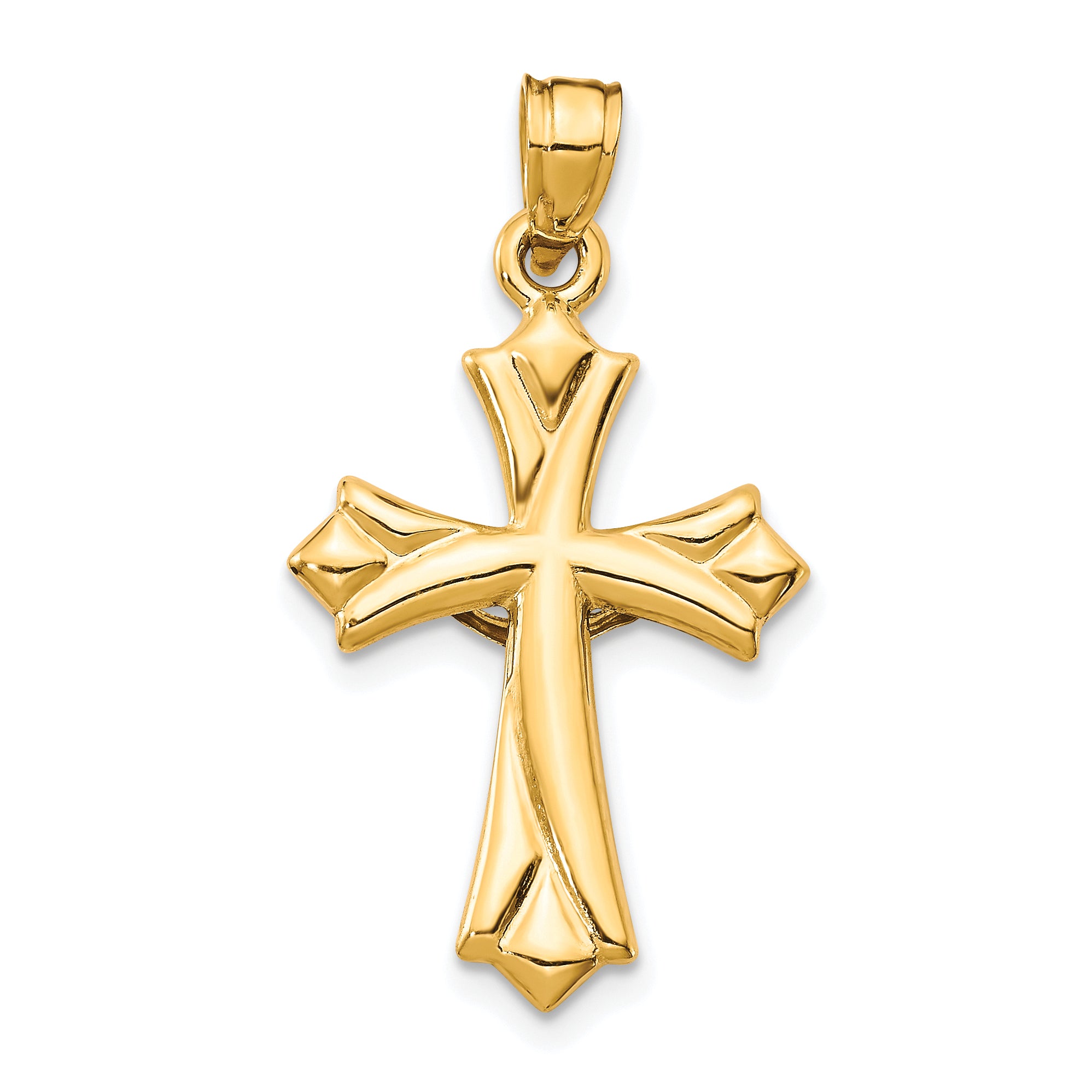 10K Gold Reversible Crucifix Pendant with Polished Finish Elegant Design