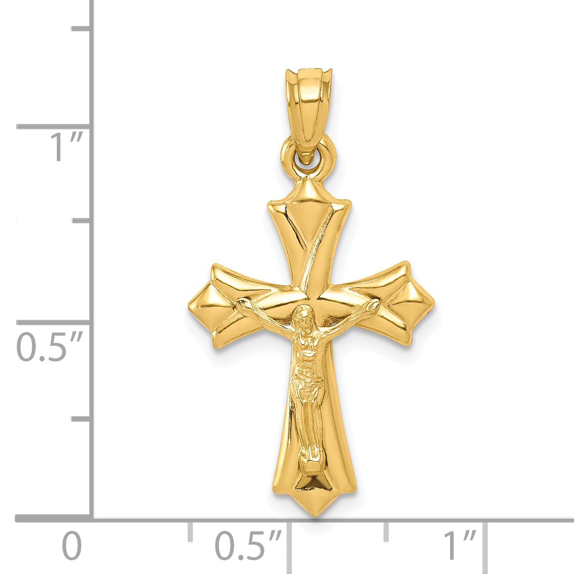 10K Gold Reversible Crucifix Pendant with Polished Finish Elegant Design