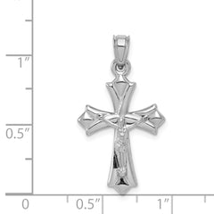 10K White Gold Reversible Crucifix Pendant with Polished Rhodium Finish