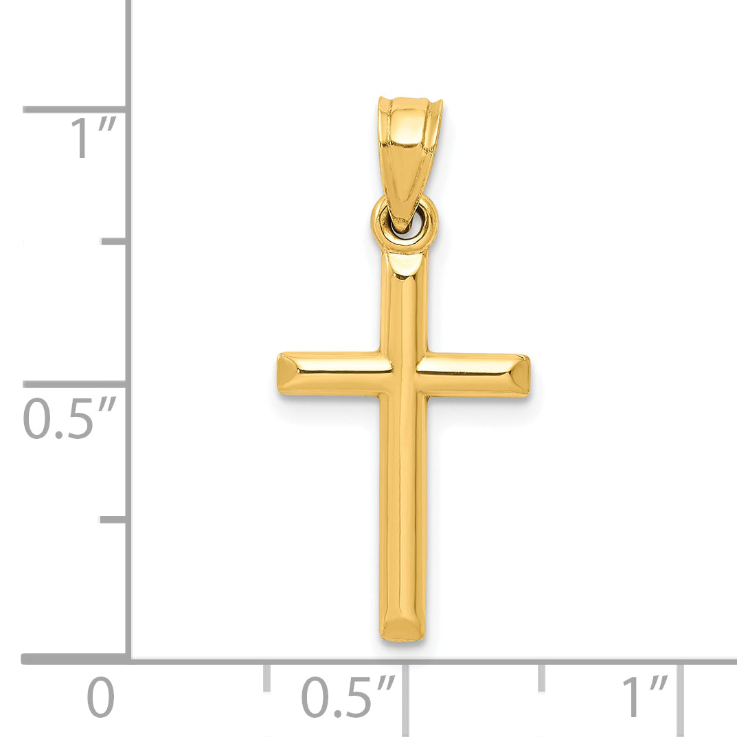 10k Gold Polished Hollow Cross Pendant Elegant and Durable Design