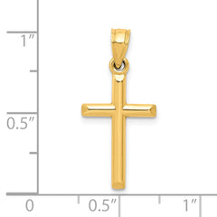 10k Gold Polished Hollow Cross Pendant Elegant and Durable Design