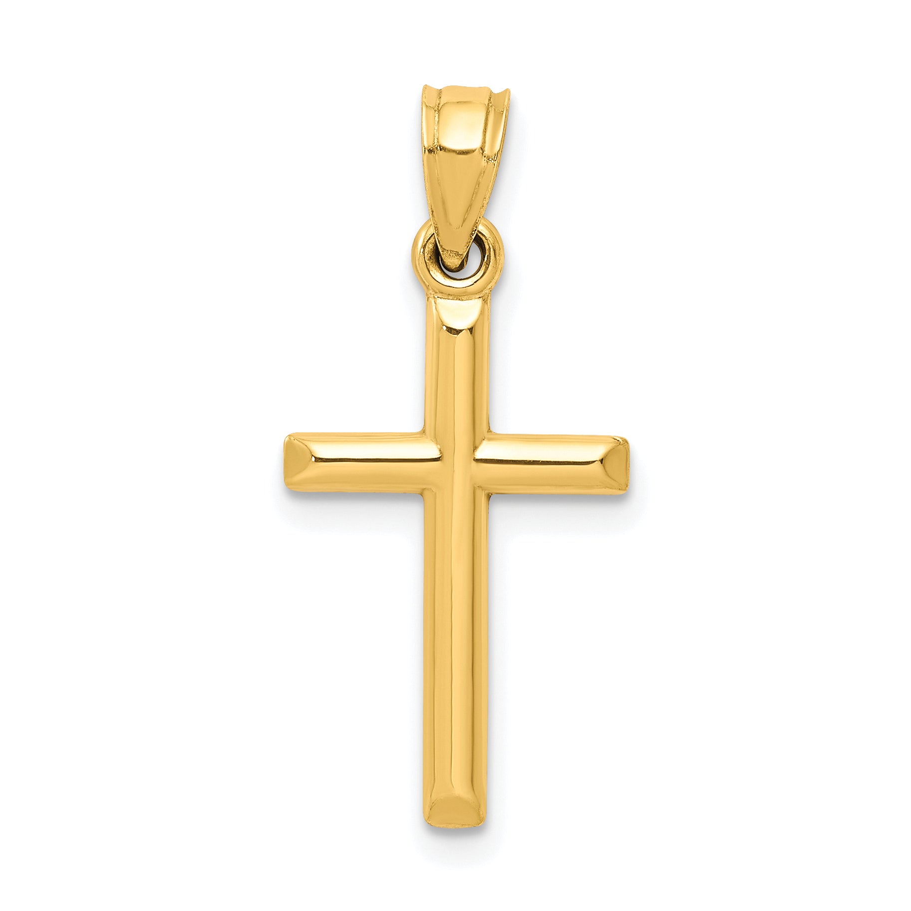 10k Polished Hollow Cross Pendant