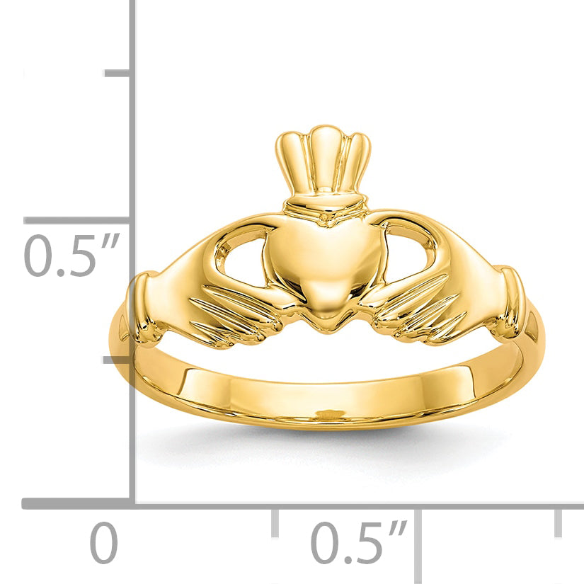 10k Polished Claddagh Ring