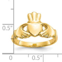 10k Polished Claddagh Ring