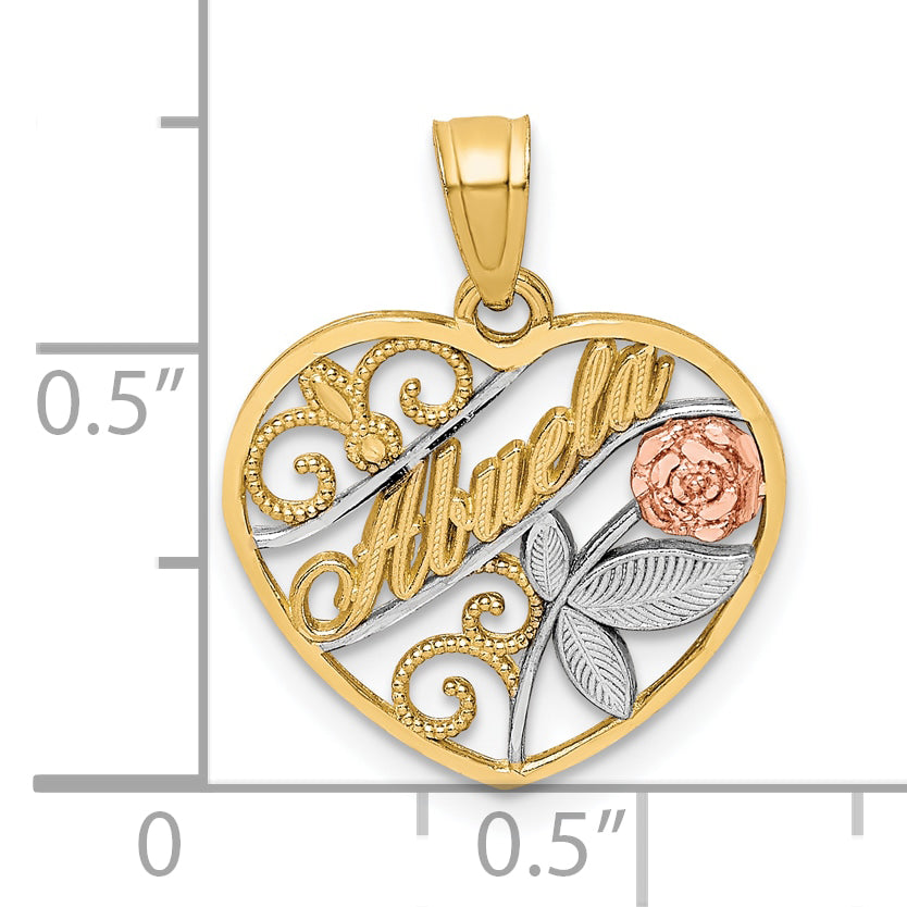 10K Two-Tone w/White Rhodium ABUELA Pendant