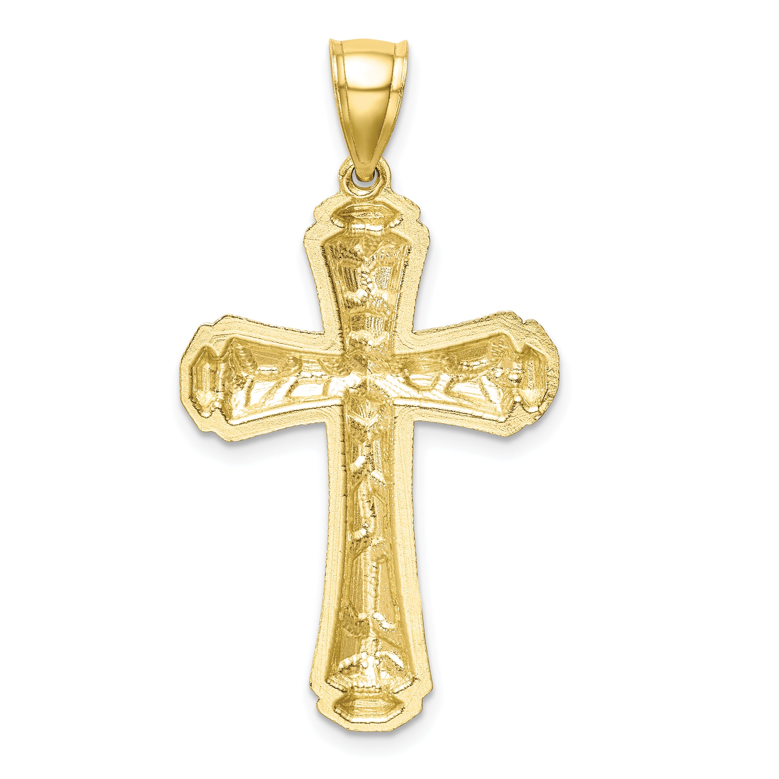 10K Diamond-cut Cross Pendant