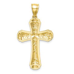 10K Diamond-cut Cross Pendant