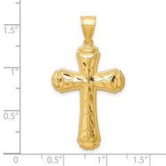 10K Diamond-cut Cross Pendant