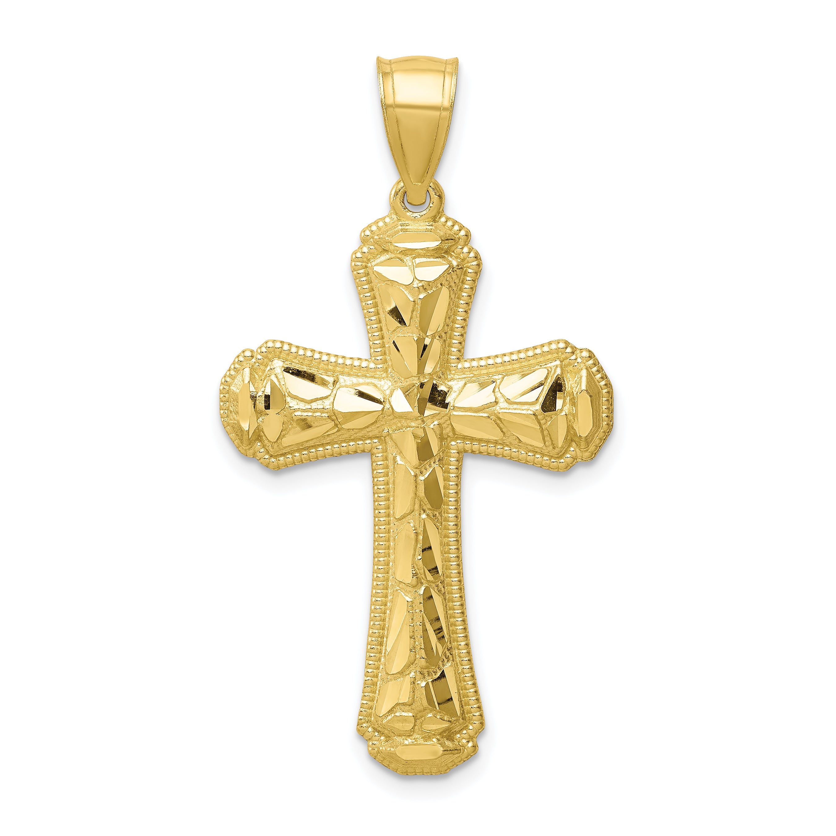 10K Diamond-cut Cross Pendant