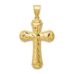 10K Diamond-cut Cross Pendant