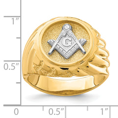 10k Two-tone Men's Polished and Textured Masonic Ring