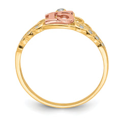 10K Two-Tone CZ 15 Crown Ring