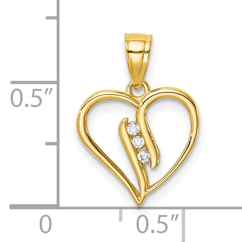 10K CZ Heart Pendant