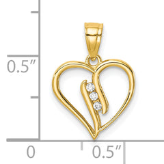 10K CZ Heart Pendant