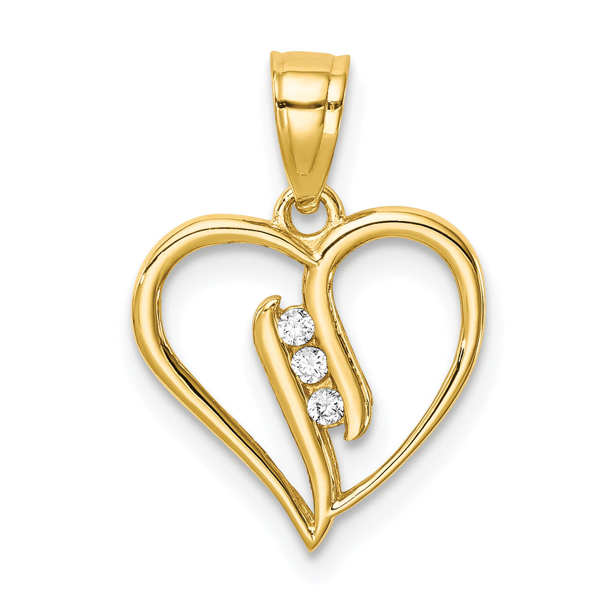 10K CZ Heart Pendant