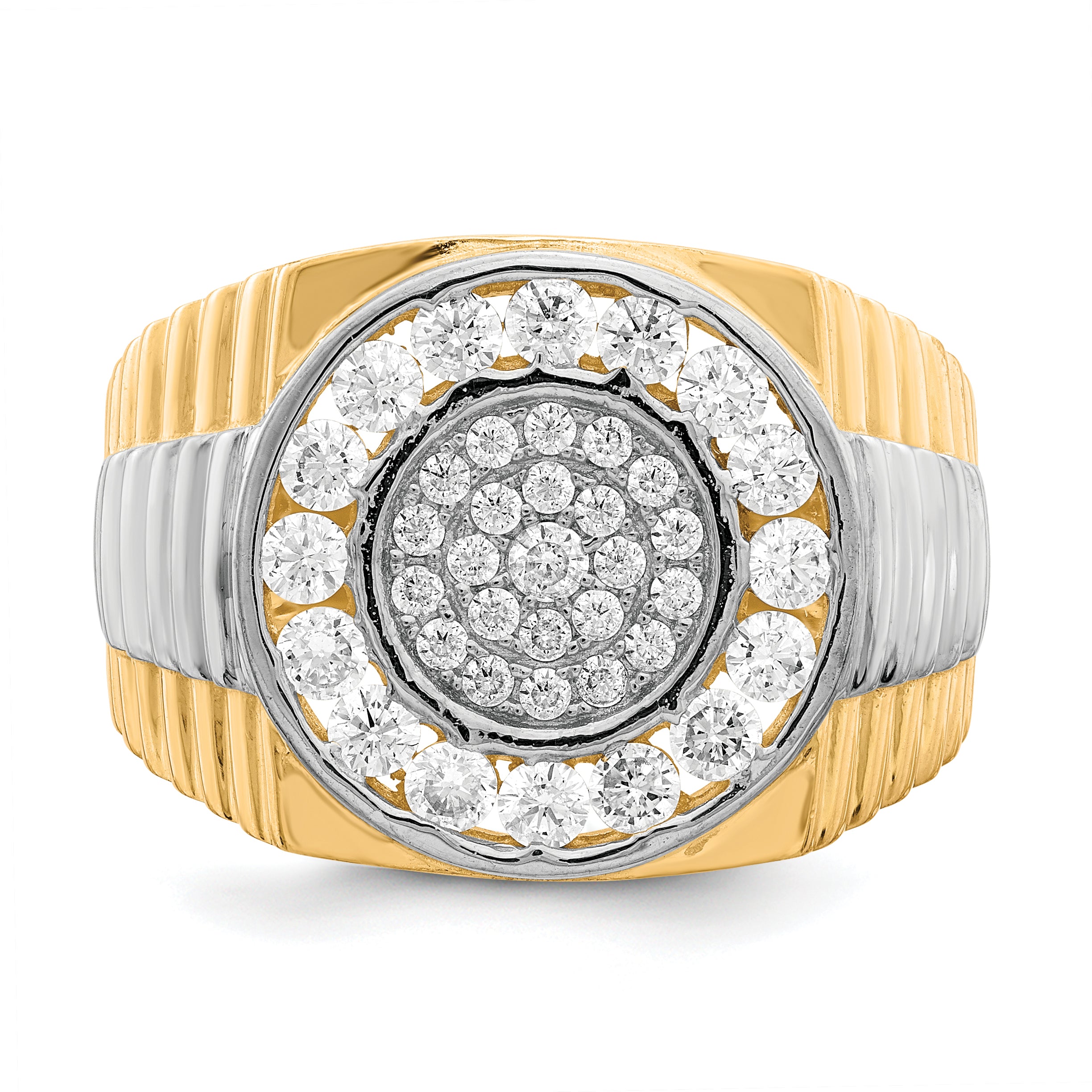 10K WithRhodium CZ Mens Ring