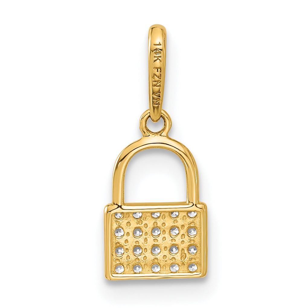 10K Polished CZ Lock Charm