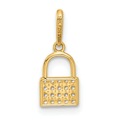 10K Polished CZ Lock Charm