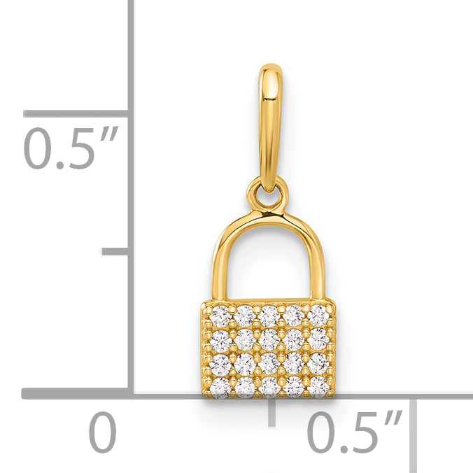 10K Polished CZ Lock Charm