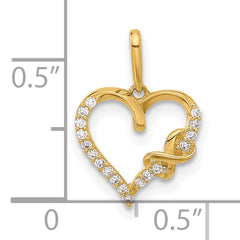 10K Polished CZ Infinity on Heart Charm