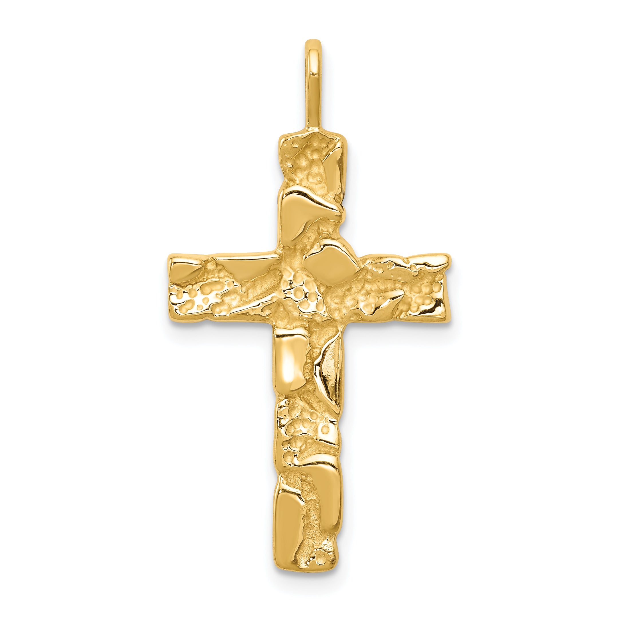 10k Nugget Cross Pendant