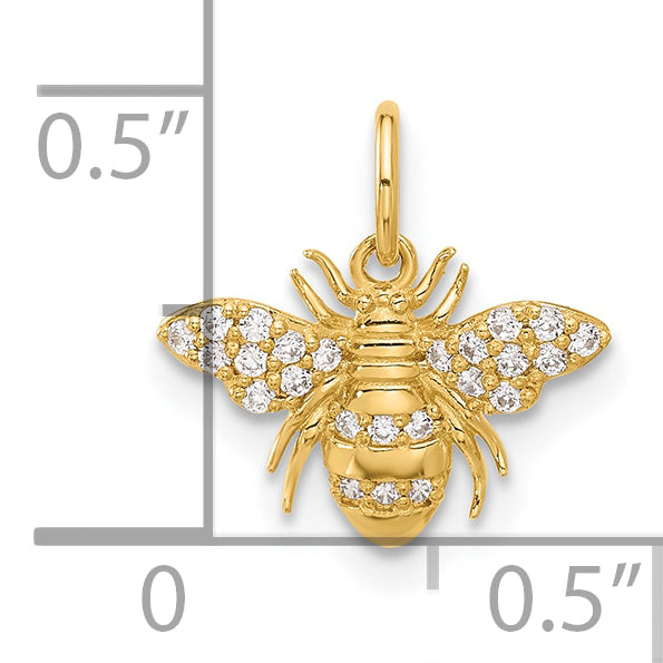 10K Polished Clear CZ Bee Charm