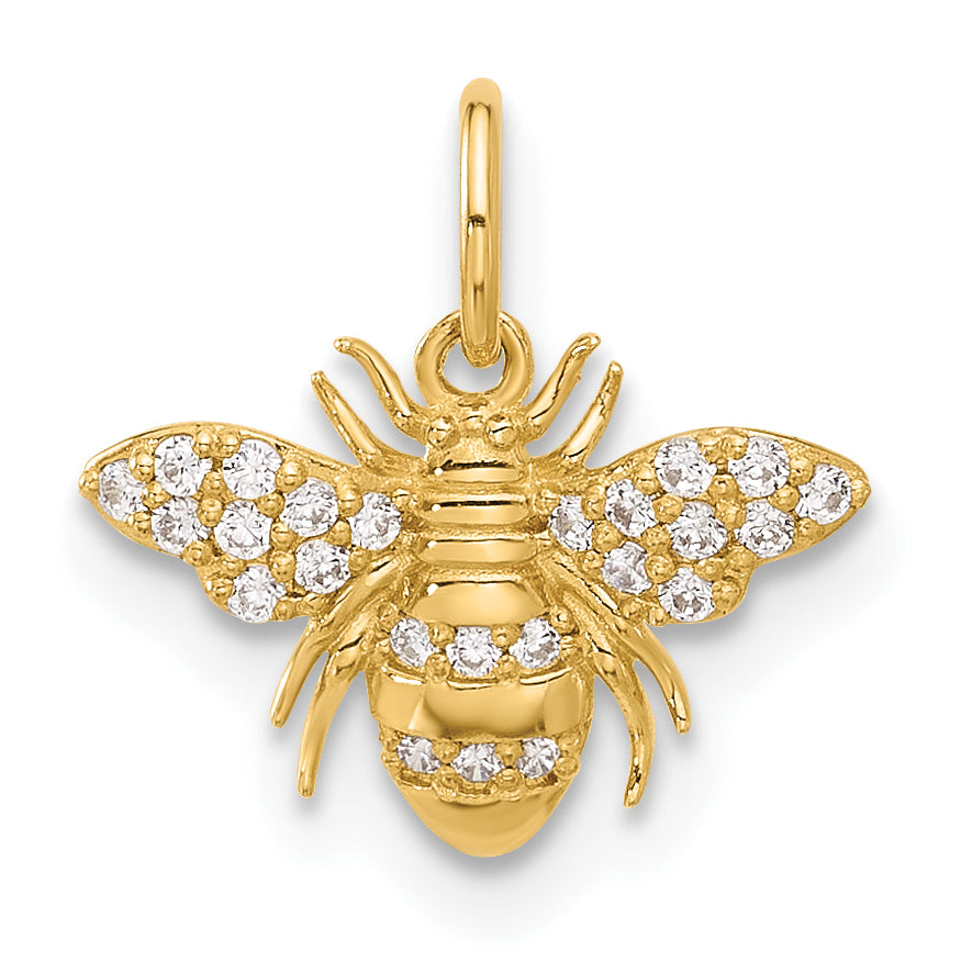 10K Polished Clear CZ Bee Charm