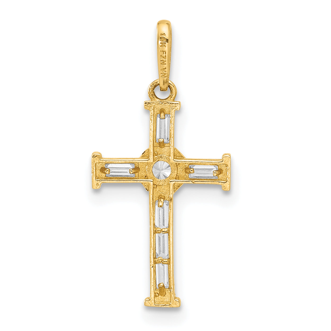 10K Polished CZ Cross Charm