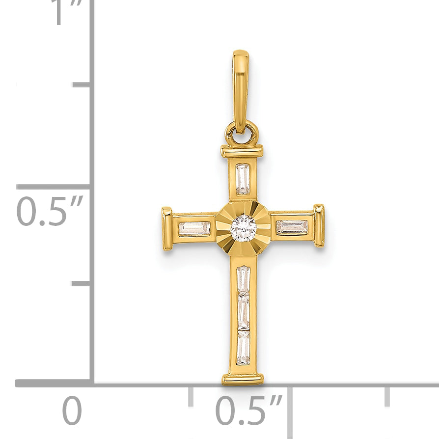 10K Polished CZ Cross Charm