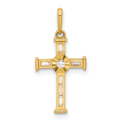 10K Polished CZ Cross Charm