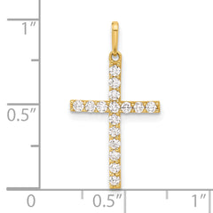 10K Polished CZ Latin Cross Charm