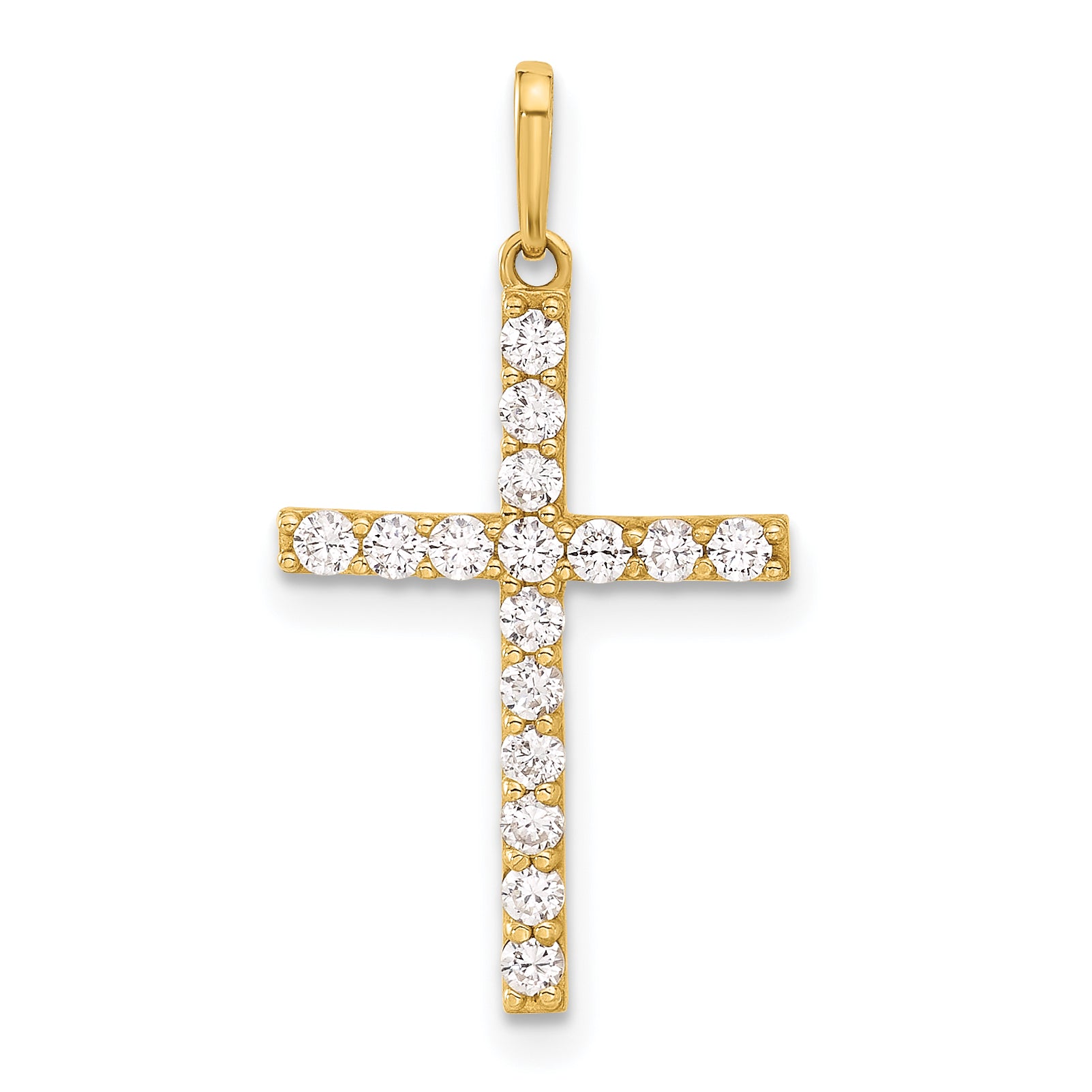 10K Polished CZ Latin Cross Charm