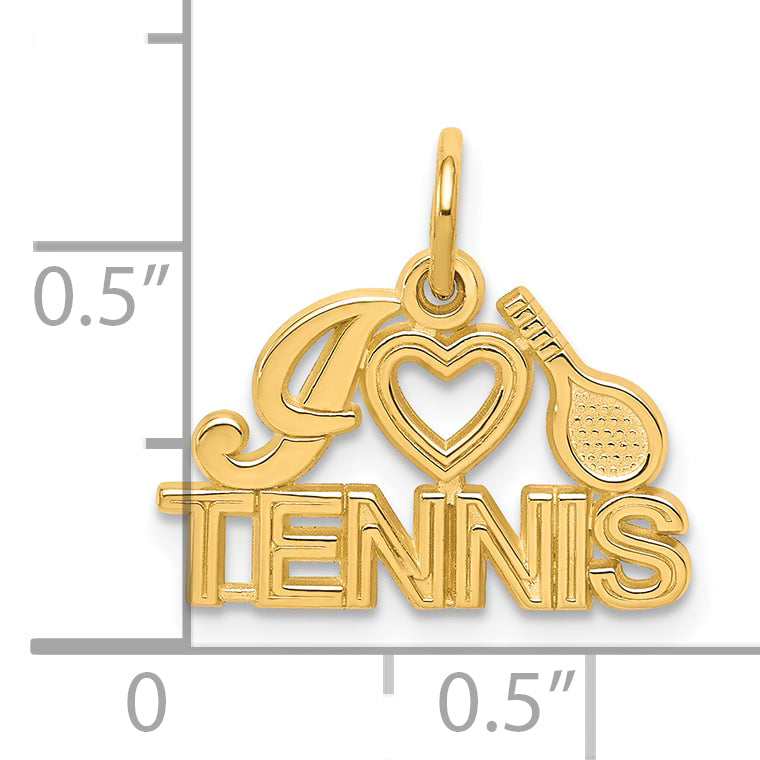 10K Gold I Heart Tennis Charm with Polished Finish Elegant Design