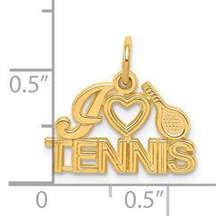 10K Gold I Heart Tennis Charm with Polished Finish Elegant Design