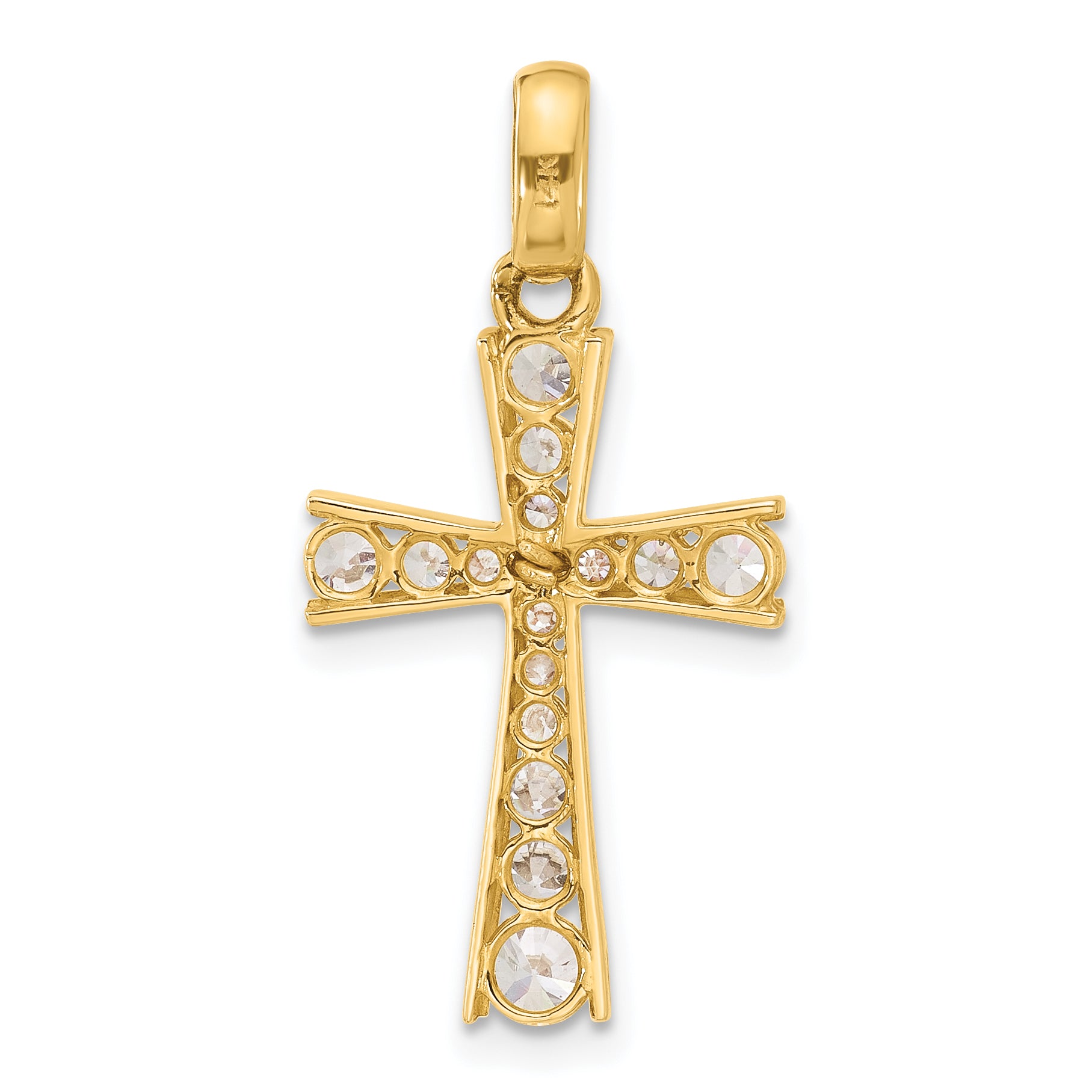 10K Polished CZ Latin Cross Pendant