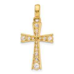 10K Polished CZ Latin Cross Pendant