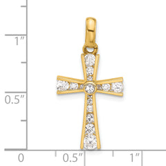 10K Polished CZ Latin Cross Pendant