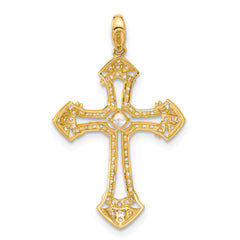 10K Polished CZ Fancy Cross Pendant